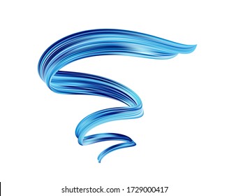 Vector illustration: Abstract 3d twisted blue flow liquid shape. Acrylic paint sroke. Modern design