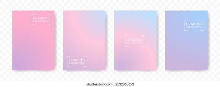 Vector illustration abstract 4 shapes  purple  blue  pink radial gradient background transparent background(PNG)  A4 sized template  editable vector 