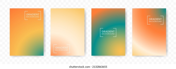 Vector illustration abstract 4 shapes  green  yellow  orange radial gradient background transparent background(PNG)  A4 sized template  editable vector 