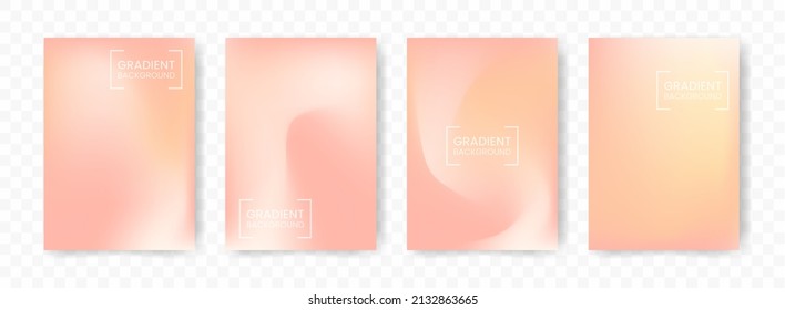Vector illustration of abstract 4 shapes. light brown, pink mesh gradient background on transparent background(PNG). A4 sized template. editable vector.