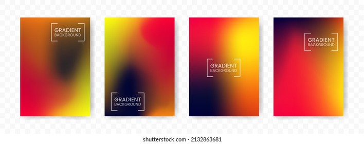 Vector illustration abstract 4 shapes  red  yellow  orange  black mesh gradient background transparent background(PNG)  A4 sized template  editable vector 