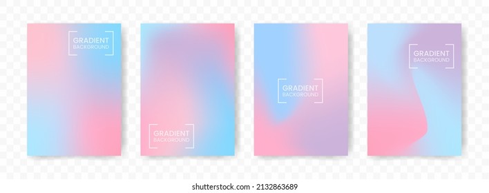 Vector illustration abstract 4 shapes  purple  blue  pink mesh gradient background transparent background(PNG)  A4 sized template  editable vector 