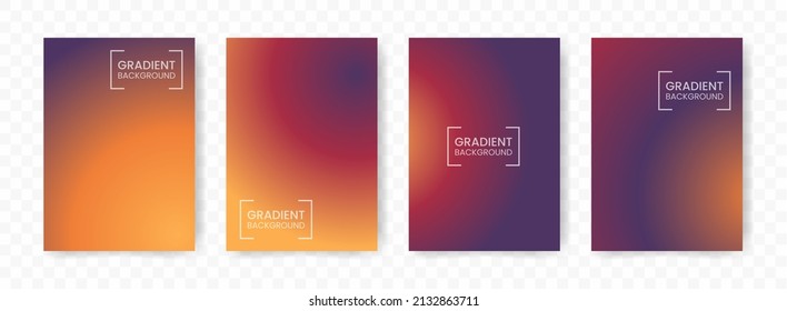Vector illustration abstract 4 shapes  yellow  red  purple radial gradient background transparent background(PNG)  A4 sized template  editable vector 