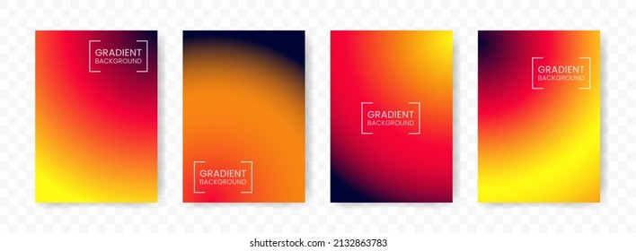 Vector illustration abstract 4 shapes  red  yellow  orange  black radial gradient background transparent background(PNG)  A4 sized template  editable vector 