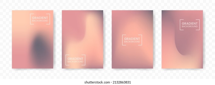 Vector illustration of abstract 4 shapes. light brown and dark brown mesh gradient background on transparent background(PNG). A4 sized template. editable vector.