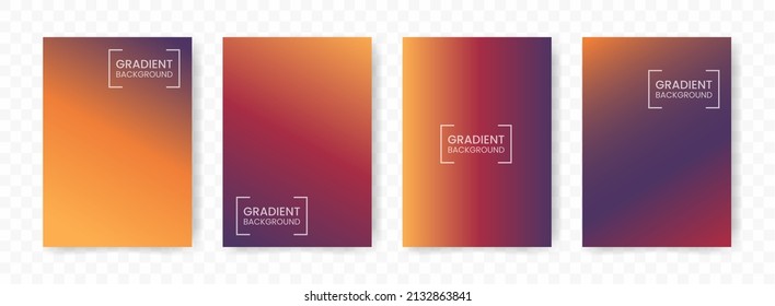 Vector illustration abstract 4 shapes  orange  red  purple linear gradient background transparent background(PNG)  A4 sized template  editable vector 