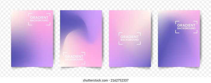 Vector illustration abstract 4 shapes  purple  pink mesh gradient background transparent background(PNG)  A4 sized template  editable vector 