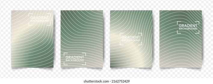 Vector illustration abstract 4 shapes  green   white line gradient background transparent background(PNG)  A4 sized template  editable vector 