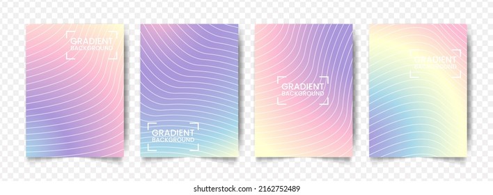 Vektorgrafik abstrakter 4 Formen. blau, rosa, violetter Farbverlauf-Hintergrund auf transparentem Hintergrund (PNG). Vorlage im Format A4. bearbeitbare Vektorgrafik.