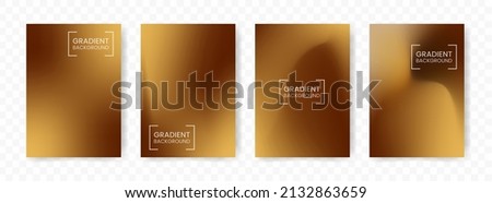 Vector illustration of abstract 4 shapes. Brown and black mesh gradient background on transparent background(PNG). A4 sized template. editable vector.
