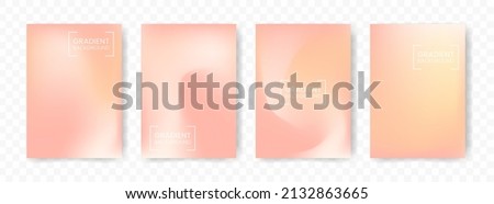 Vector illustration of abstract 4 shapes. light brown, pink mesh gradient background on transparent background(PNG). A4 sized template. editable vector.
