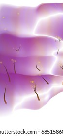 Vector illustration of an abstract alien forest on a fluid colorful background. Fantasy landscape