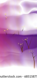 Vector illustration of an abstract alien forest on a fluid colorful background. Fantasy landscape