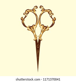 Vector illustration. Abstract antique scissors.