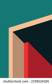 Ilustración vectorial de la impresión de arte arquitectónico abstracto en paleta de color vintage. Geometría minimalista editable.