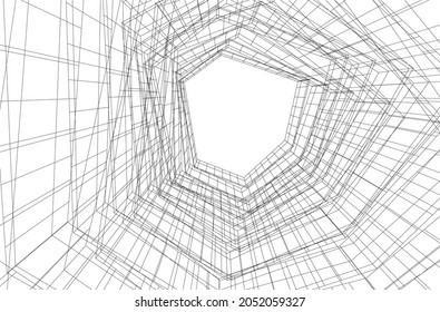 vector illustration of abstract architecture 3d 