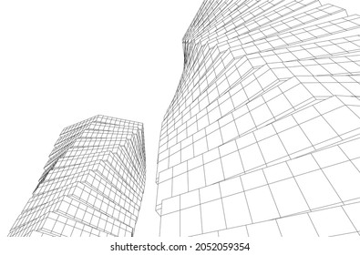 vector illustration of abstract architecture 3d 