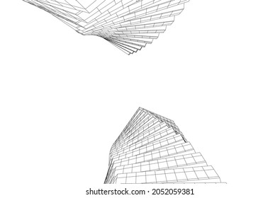 ilustración vectorial de la arquitectura abstracta 3d 