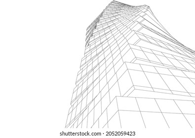 vector illustration of abstract architecture 3d 