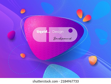 Vector Illustration abstract art, element with 3D geometric shape, dynamic liquid - fluid shape on gradient color background. Modern futuristic digital graphic design for poster cover, banner template