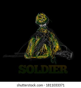 vector illustration of abstract art and the inscription "SOLDIER"