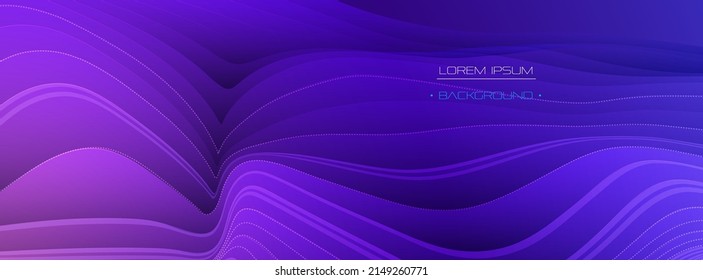 Abstrakte Vektorgrafik, Linienmuster Wellenfluss, dynamische Flüssigkeit - fließende Form auf Farbverlauf-Hintergrund. Futuristische moderne grafische Gestaltung für Poster, Broschüren, Vorlagendeckel, Tapeten