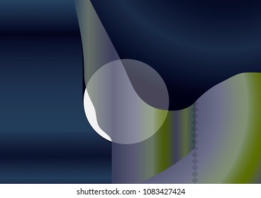 Vector illustration of an abstract art moon at night and a transparent cloth curtain