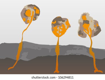 A vector illustration of an abstract artistic tree drawing.
