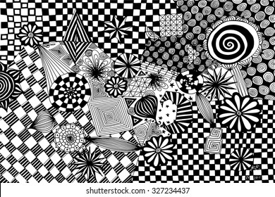 Vector illustration, abstract artwork in black and white, card concept.