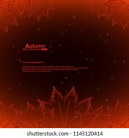 Vector illustration of abstract autumn background. Design with leaves. Bright cool design for cover, advertise. Multicolored gradient with yellow, orange and red.
