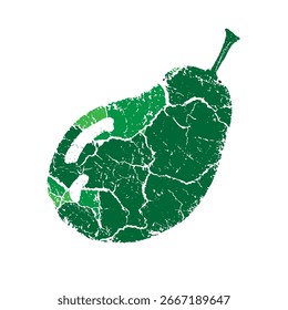 Ilustración vectorial con aguacate abstracto en estilo grunge. Para impresión, ilustraciones de libros, embalaje, postales, para proyectos relacionados con la alimentación saludable.