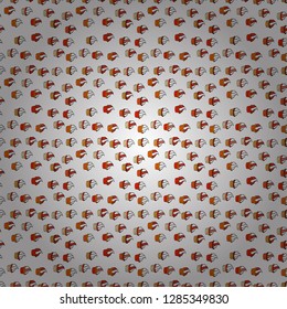 Vector illustration. Abstract backdrop for girls, wrapping paper. Seamless cakes pattern. Food elements colorful repeated wallpaper on orange, white and black.