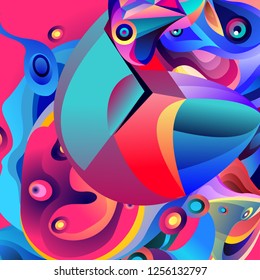 Ilustración vectorial Fondo abstracto con líquido colorante 3d. Diseño de fondo colorido y moderno Ilustración.