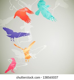 Vector Illustration of an Abstract Background with Birds