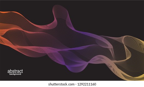 Vector Illustration Of An Abstract Background Blending Art Wave, With black background color and copy space area
