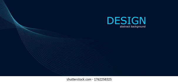 vector illustration abstract background with blue dark Color gradation dynamic waves line.