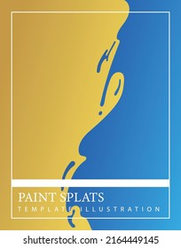 Vector illustration of an abstract background with blue and yellow paint blots. Modern template design with text and abstraction.
