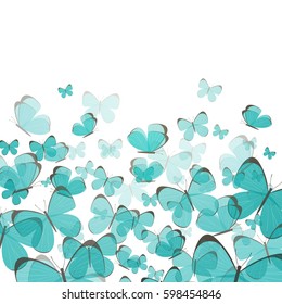 Vector Illustration of an Abstract Background with Blue Butterflies