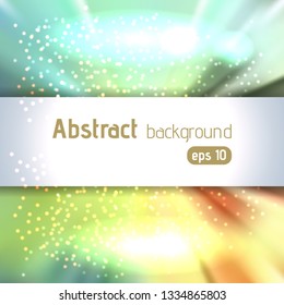 Vector illustration of abstract background with blurred magic light rays, vector illustration. Green color.