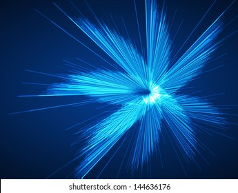 Vector illustration of abstract background with blurred magic neon blue light rays