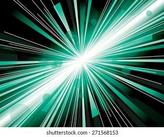 Vector illustration of abstract background with blurred magic neon turquoise light rays