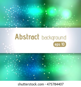 Vector illustration of abstract background with blurred magic light rays, vector illustration. Blue, green colors. 