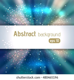 Vector illustration of abstract background with blurred magic light rays, vector illustration. Blue color. 