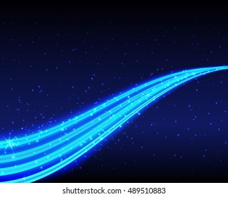 Vector illustration of abstract background with blurred magic neon light curved lines