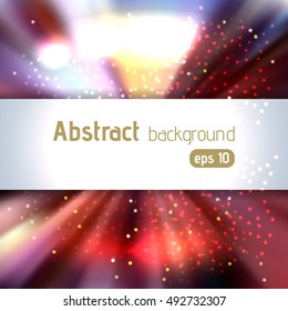 Vector illustration of abstract background with blurred magic light rays, vector illustration. Brown, white colors