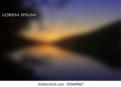 vector illustration of abstract background with blurred sunset landscape