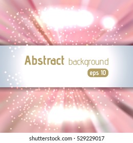 Vector  illustration of abstract background with blurred magic light rays, vector illustration. Pastel pink, white colors