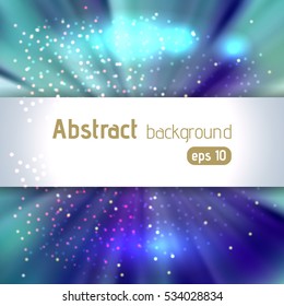 Vector illustration of abstract background with blurred magic light rays, vector illustration. Blue, purple colors. 