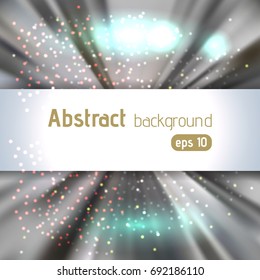 Vector illustration of abstract background with blurred magic light rays, vector illustration. Gray color