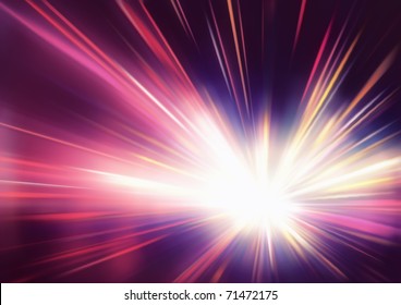 Vector illustration of abstract background with blurred magic neon red light rays